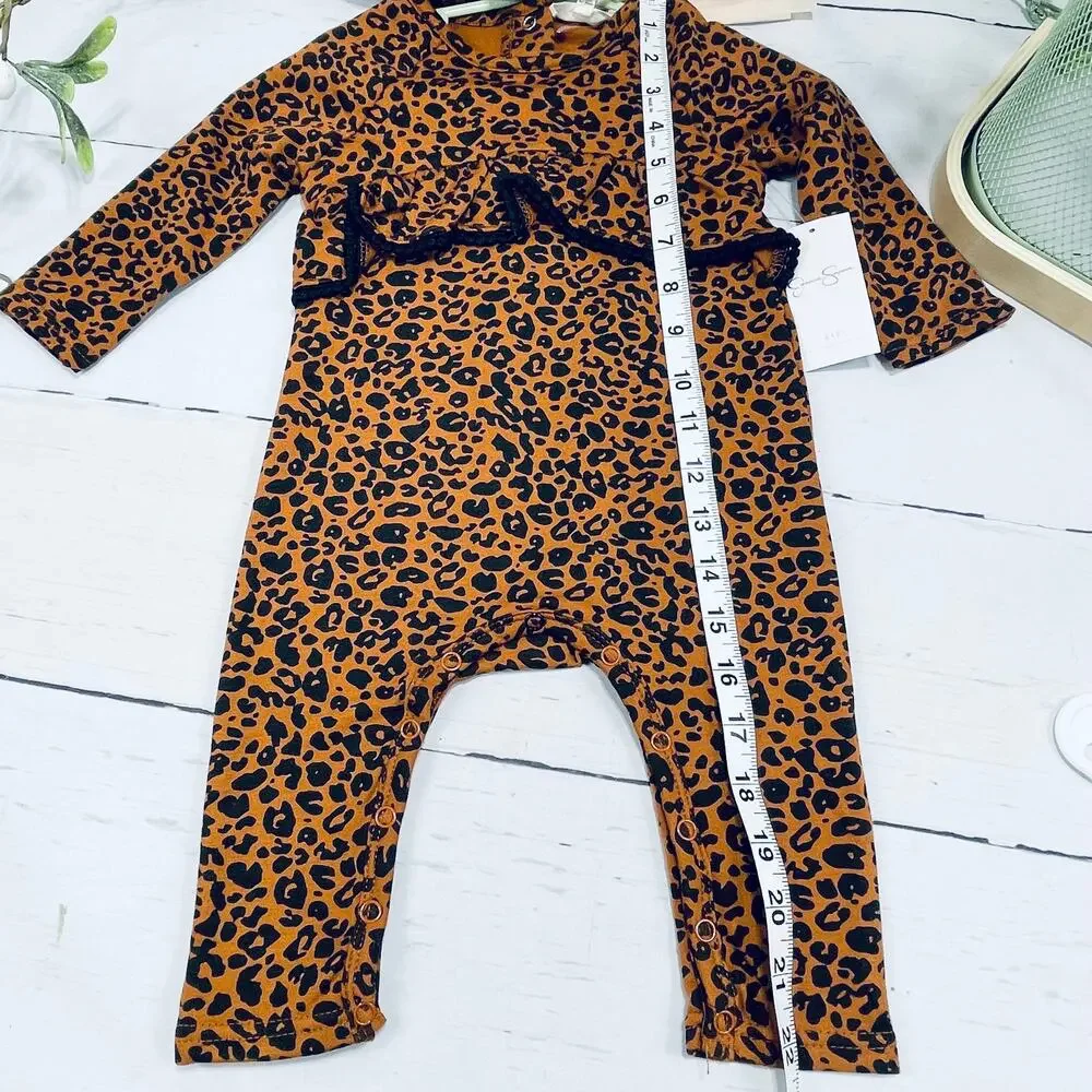 NEW Jessica Simpson Leopard Print Brown and Black Romper - Size 12months - Picture 9 of 9